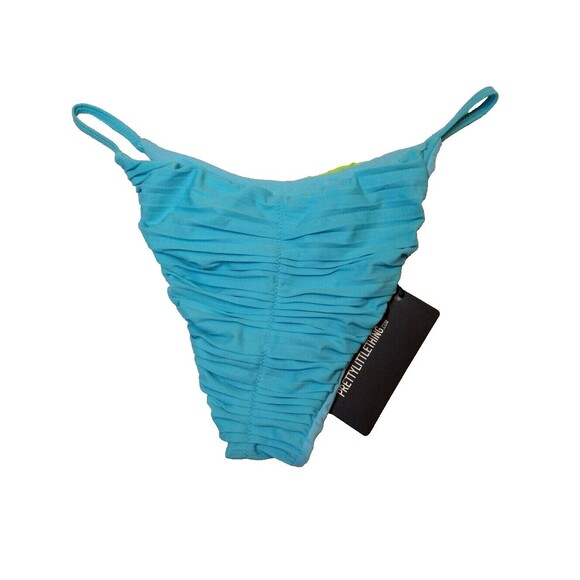 Pretty Little Things Ruched Front And Back  Lime Green, Baby Blue Bikini Bottom - Picture 3 of 6